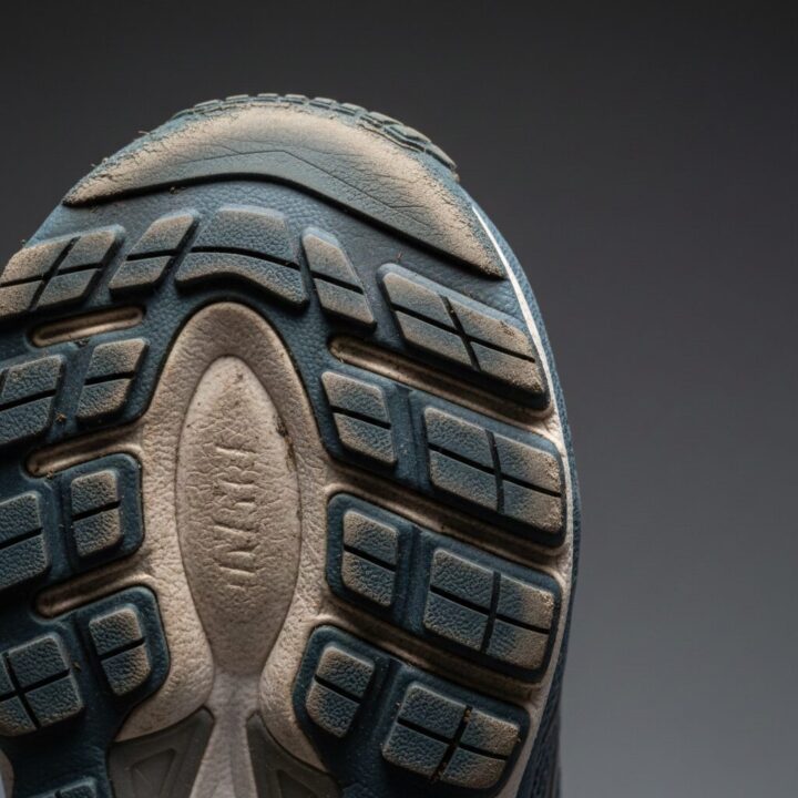 消耗したランニングシューズのすり減った靴底の実写