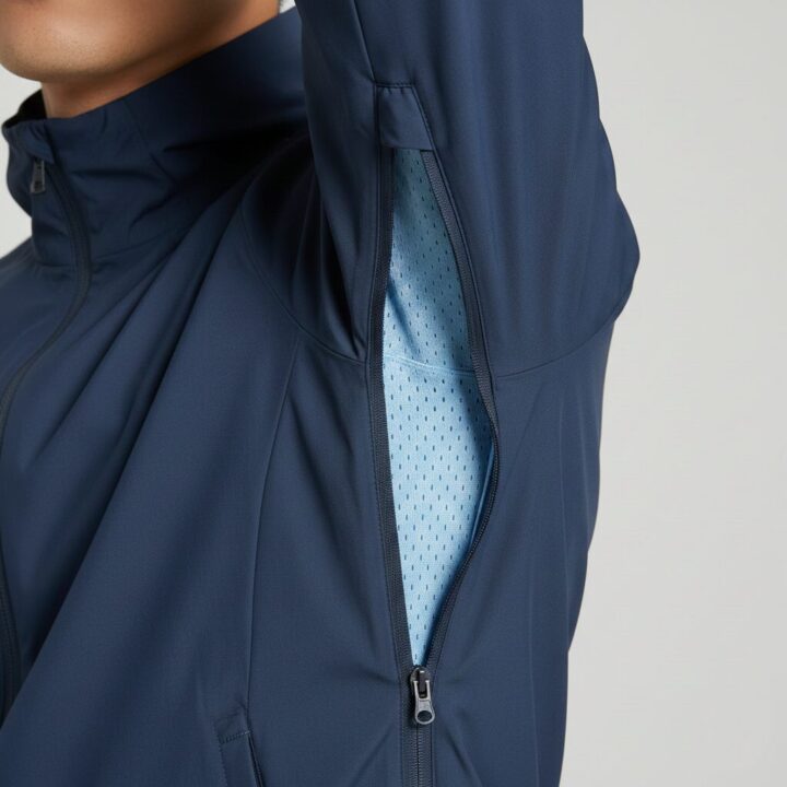 実写 - 脇下のジッパー式ベンチレーションが開いている様子