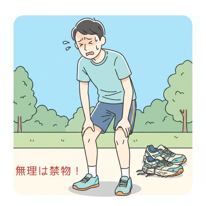 イラスト - 膝を抑えて痛がっているランナーのイラスト