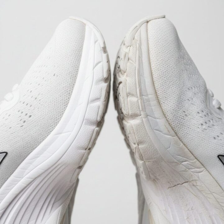 実写 - 新品シューズとミッドソールにシワが寄った劣化シューズの比較