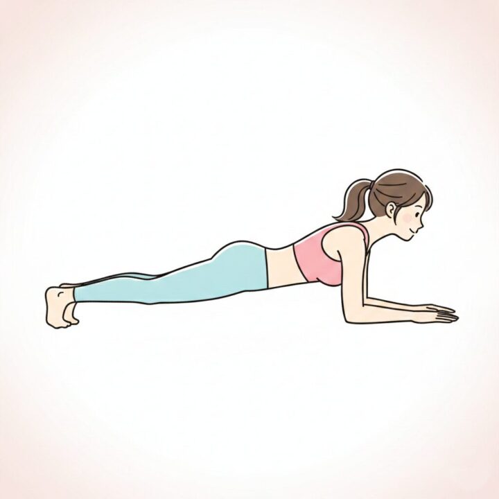 イラスト - エルボープランクの正しい姿勢