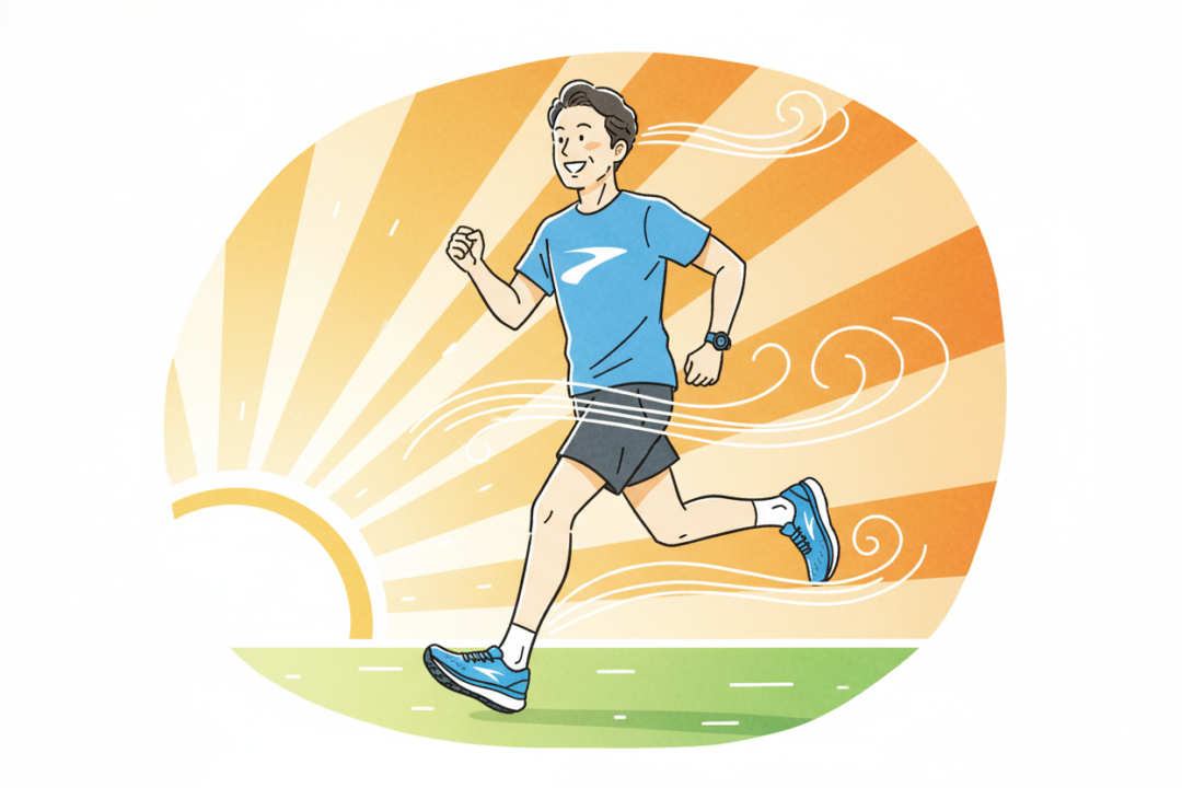 ランニングを習慣化したい初心者：ゴースト17を履いて楽しそうに走るランナーのイラスト
