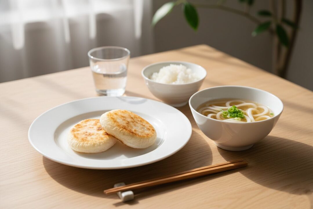 マラソン前日のカーボローディングに最適な消化の良いお餅やうどんの実写写真