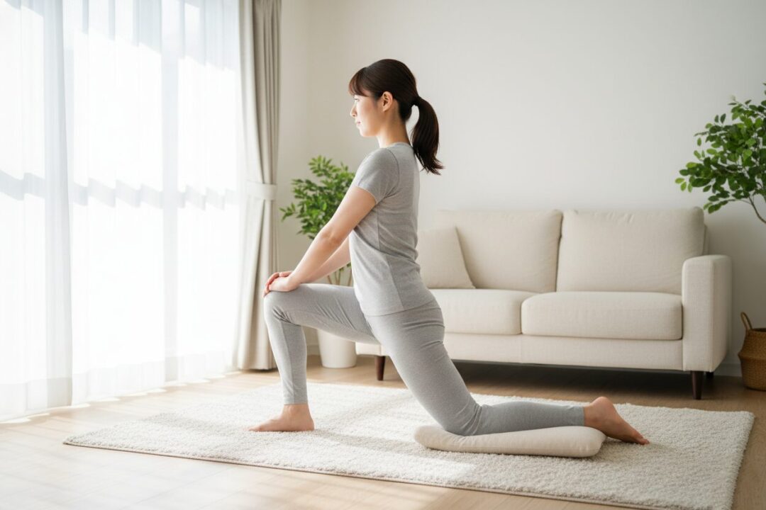 膝への負担を軽減する股関節の腸腰筋ストレッチの正しいポーズ