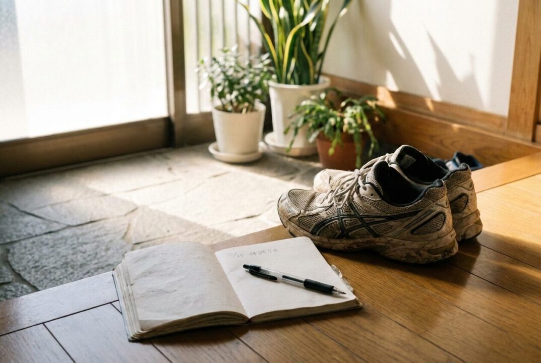 初心者ランナーの愛用シューズと手書きのランニング日誌