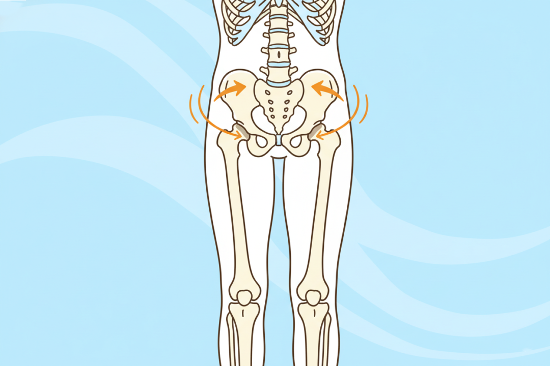 骨盤から脚を動かすイメージ図。