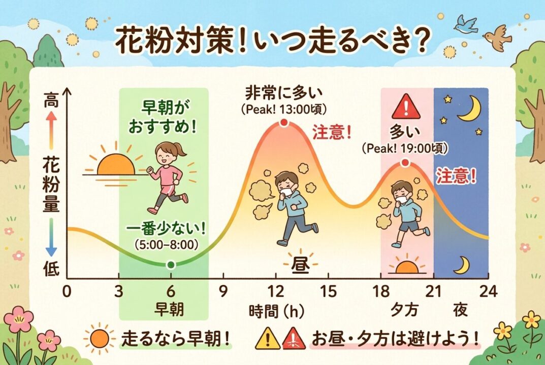 花粉の飛散量(ダブルピーク)と太陽の動きのグラフ