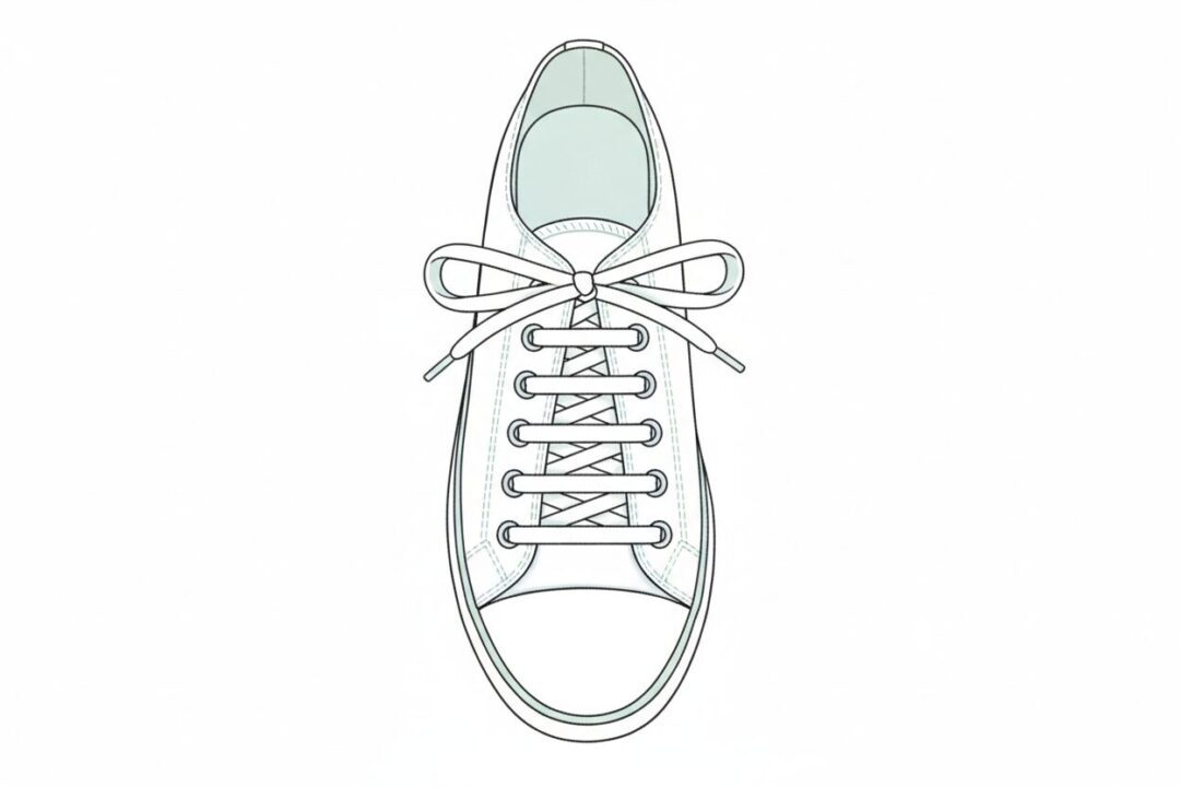 足の甲への圧迫を軽減する「パラレル結び(平行通し)」の紐の通し方図解。