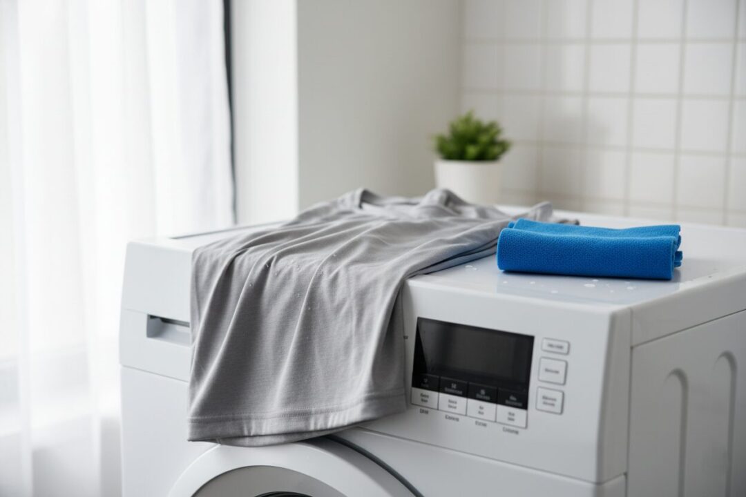 使用感のある吸汗速乾Ｔシャツと薄手のセームタオル