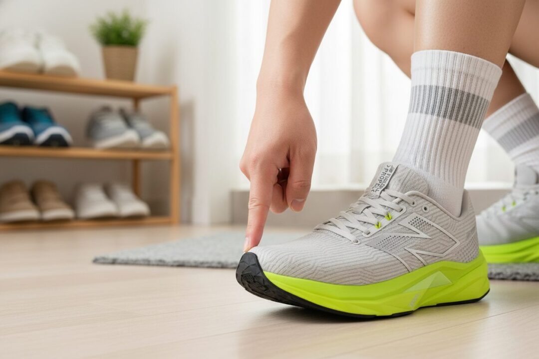 シューズのつま先に1cm程度の余裕がある理想的なサイズ感