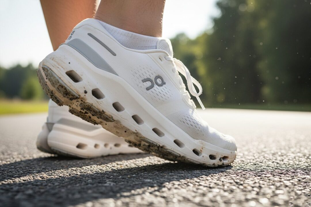 Cloudrunner 3のソールが着地時に衝撃を吸収している様子のクローズアップ