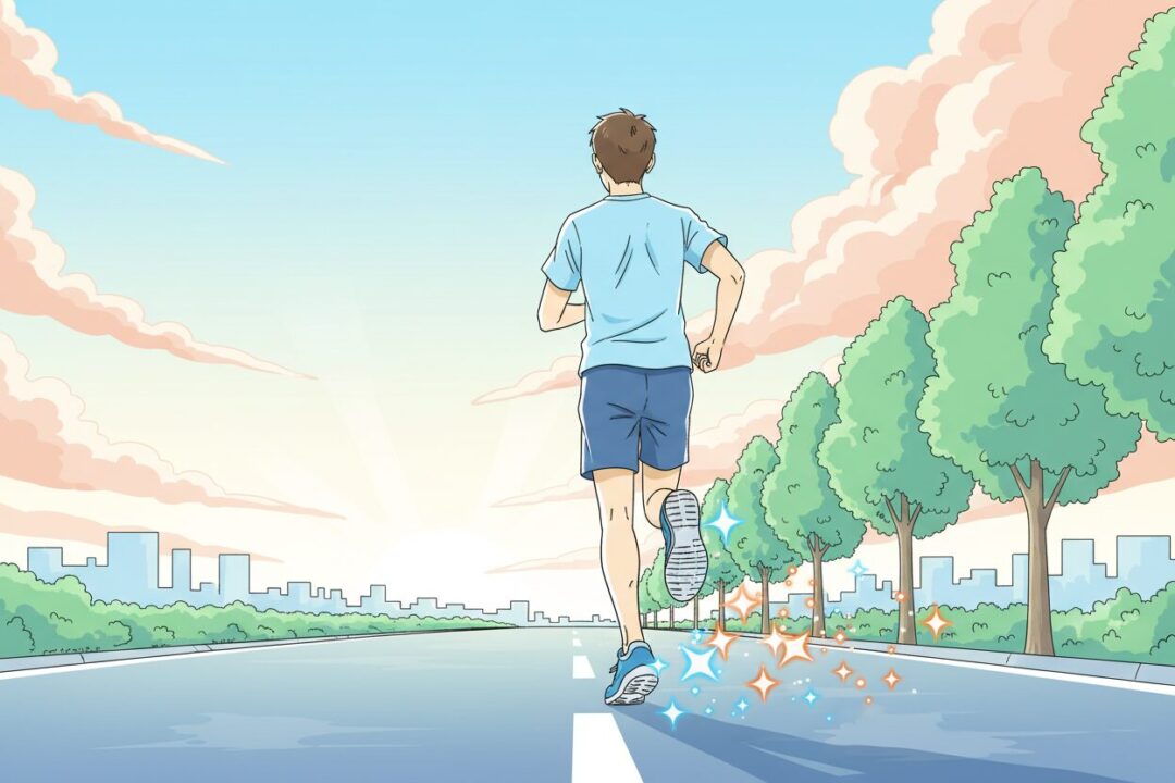 走り出す初心者ランナーの背中を押すイラスト