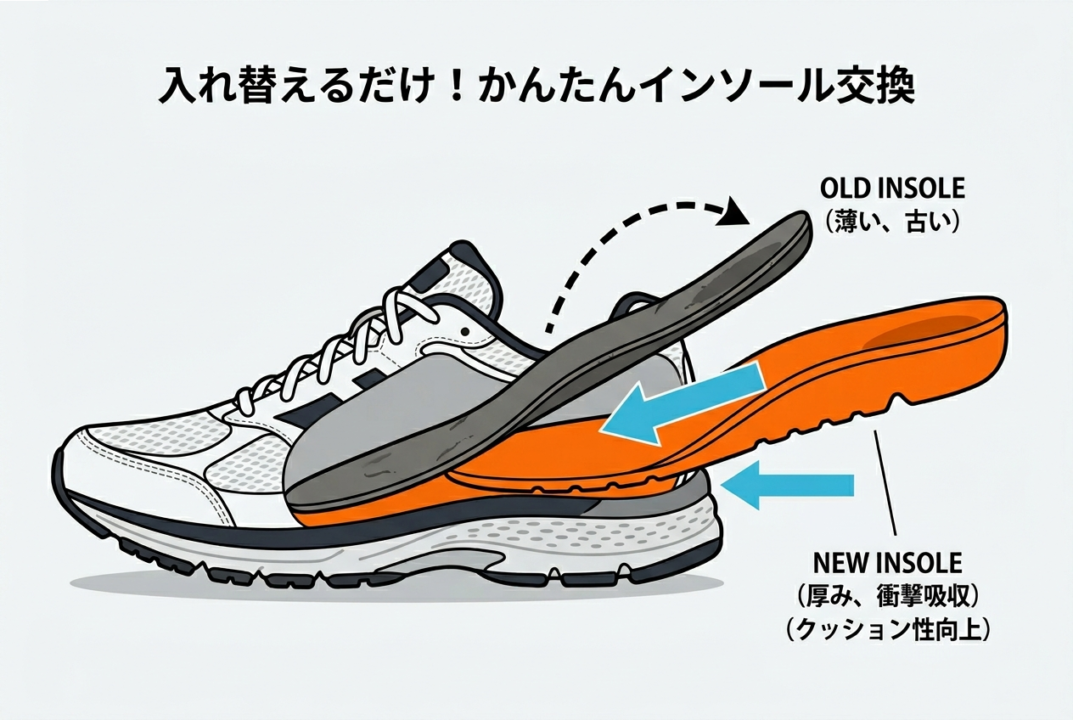 インソールの入れ替え手順の図解