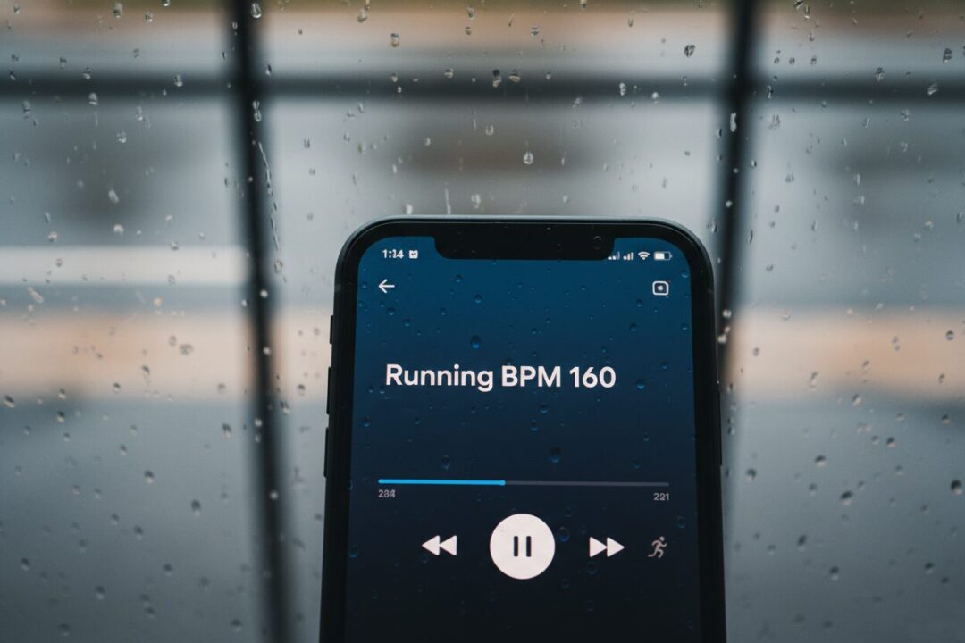 スマホ画面に表示されたランニング用プレイリスト「Running BPM 160」