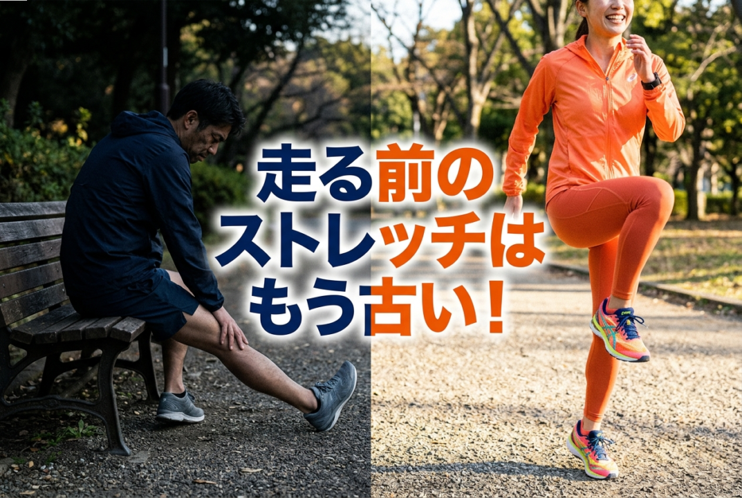 ストレッチの古い常識と最新の準備運動を比較する画像